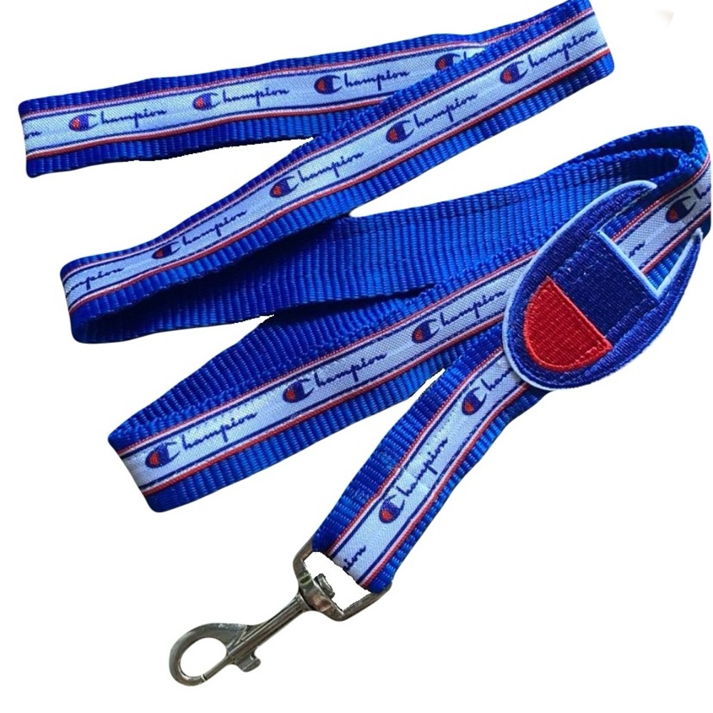 Champion fashion athlete dog cat pet leash embroidered patch name unique posh